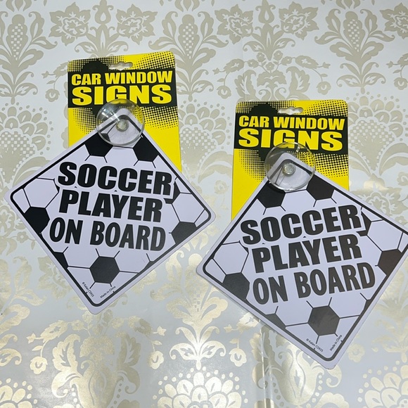 New Set of 2 “Soccer Player on Board” Car Window Signs - Picture 3 of 4